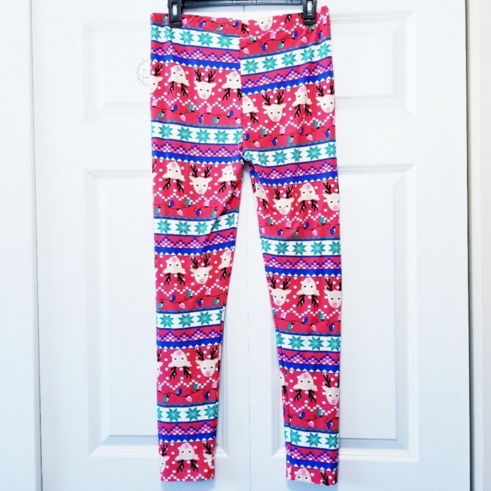 Christmas Holiday Reindeer Rudolph  Leggings